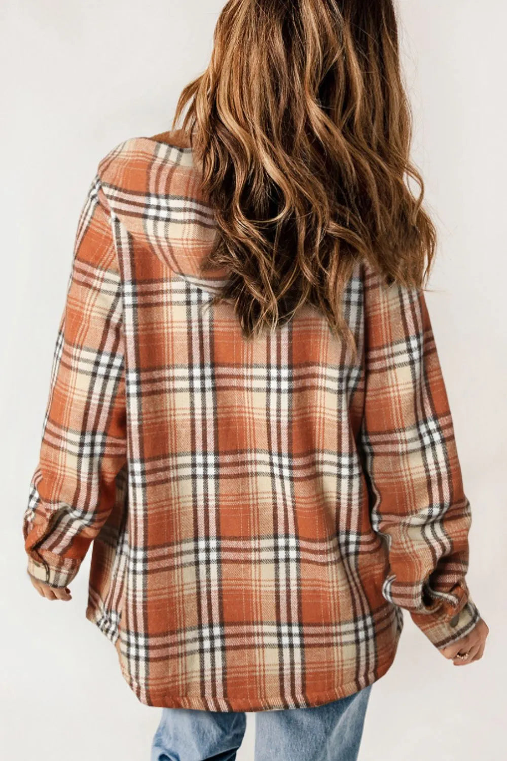 Plaid Button Up Long Sleeve Hooded Jacket Secondary image