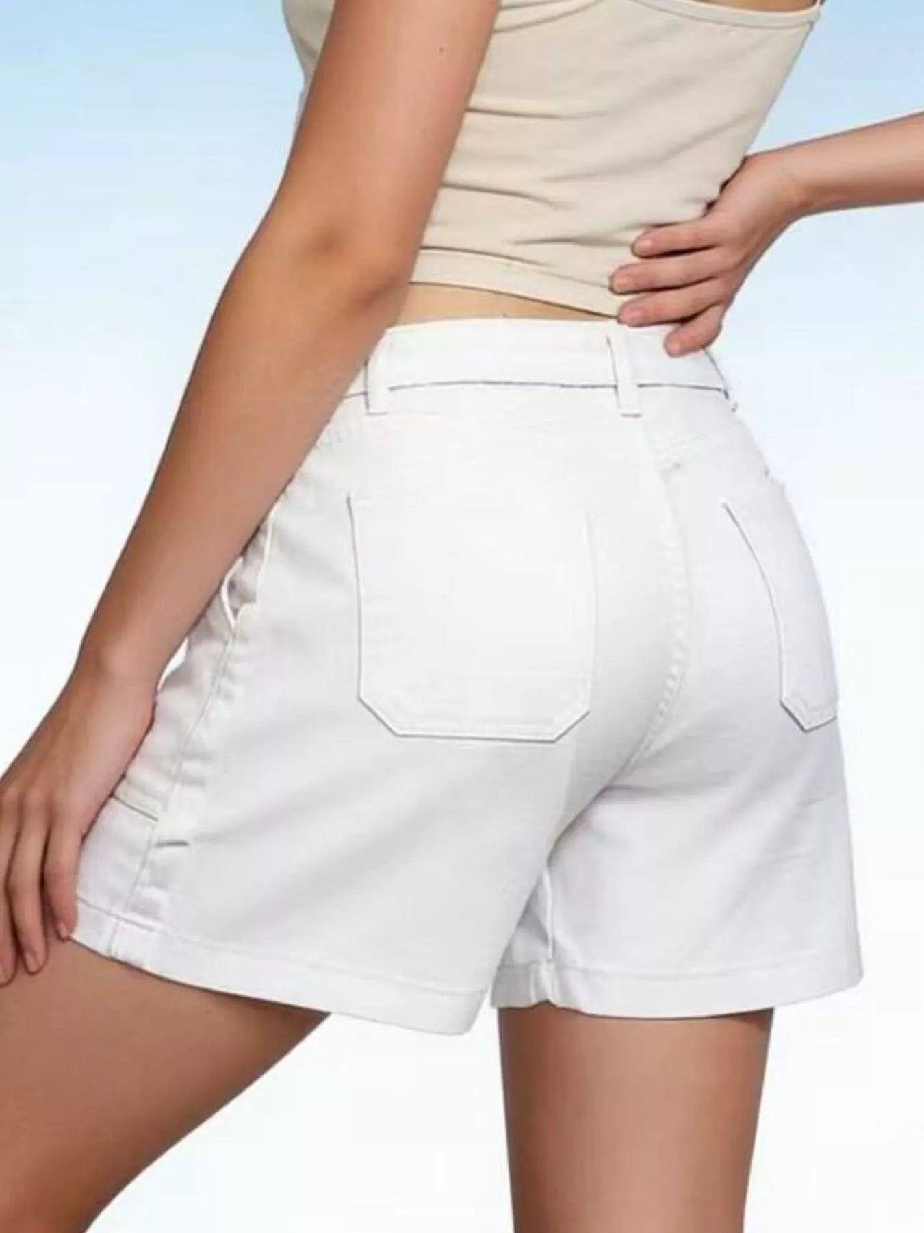 Pocketed Denim Shorts Secondary image
