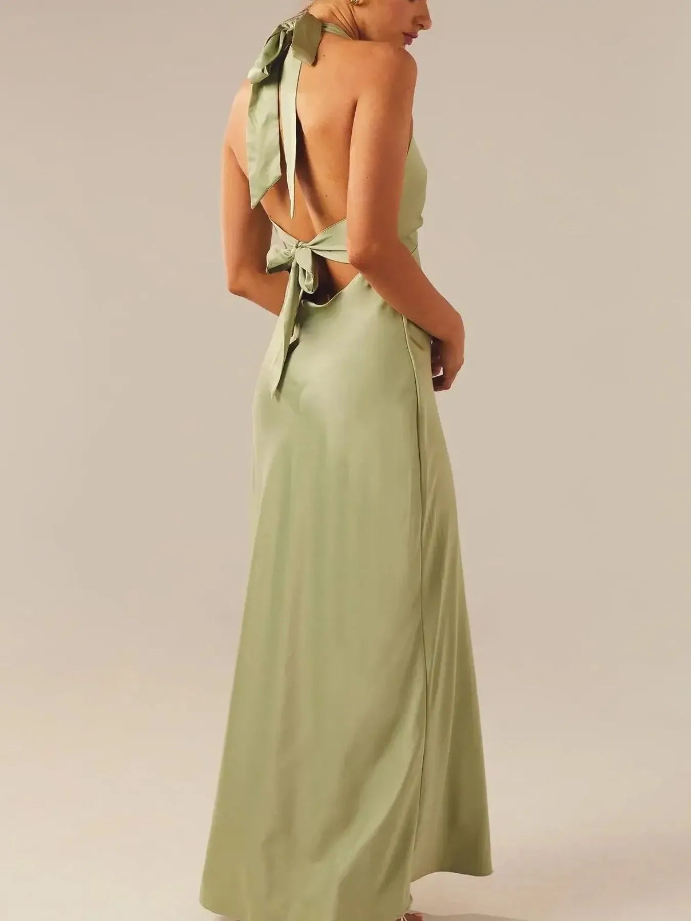 Halter Neck Wrap Maxi Dress with Tie Detail Secondary image