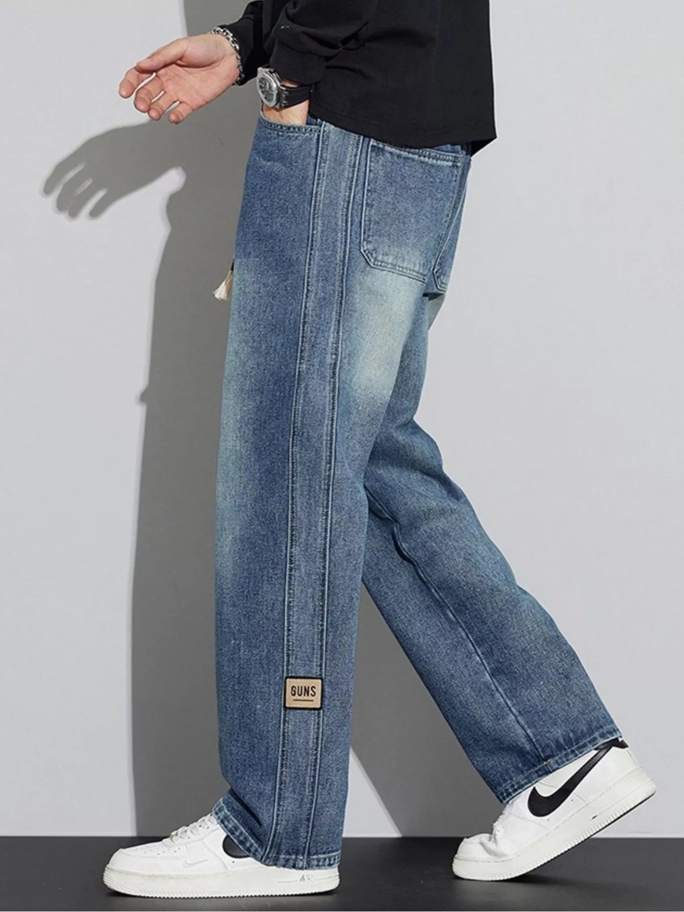 Men's Plus Size Washed Wide Leg Relaxed Fit Jeans Secondary image