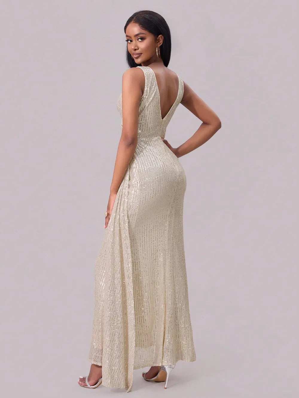 Slit Sequin Surplice Sleeveless Maxi Dress Secondary image