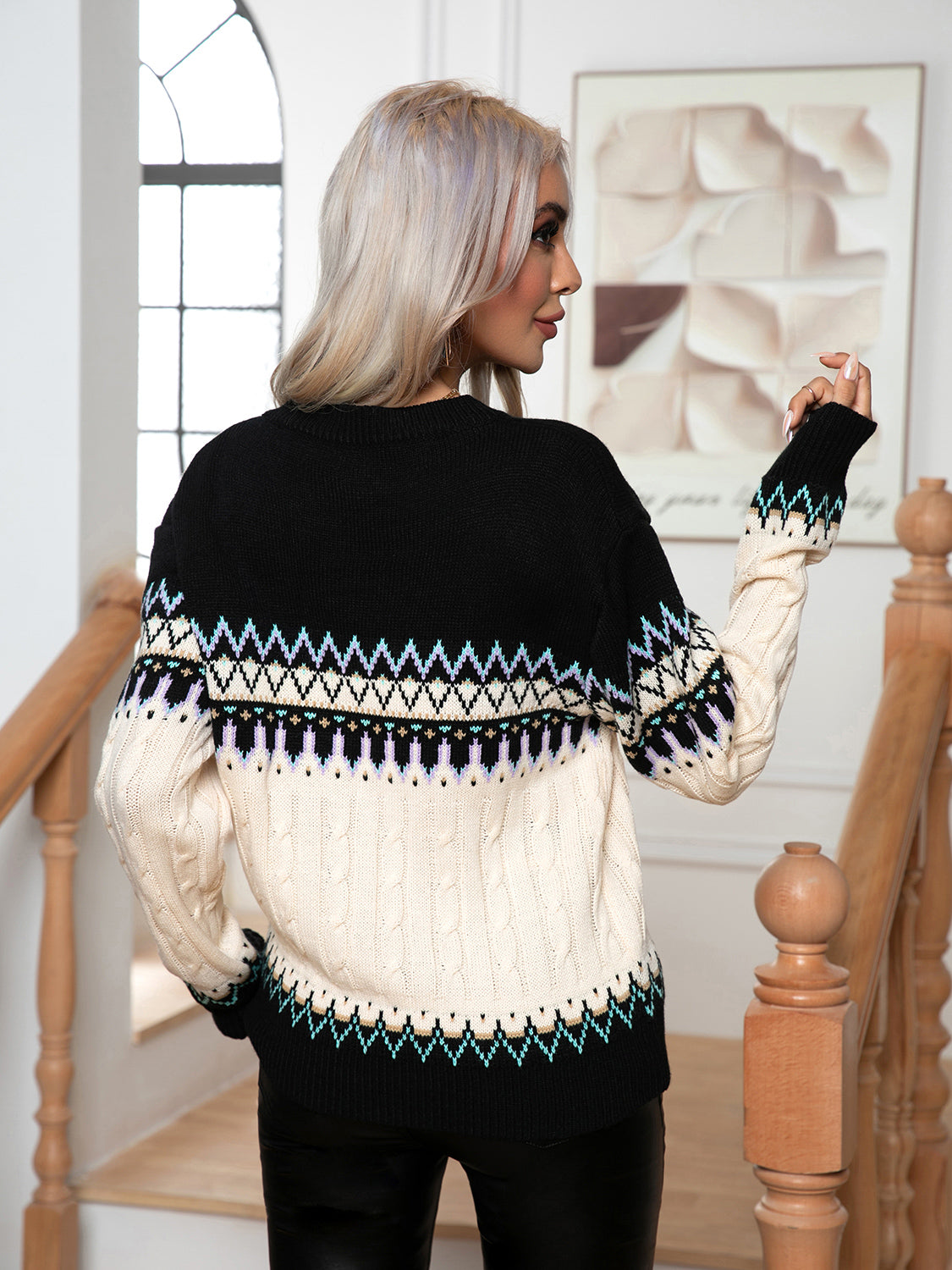 Round Neck Cable-Knit Sweater Secondary image