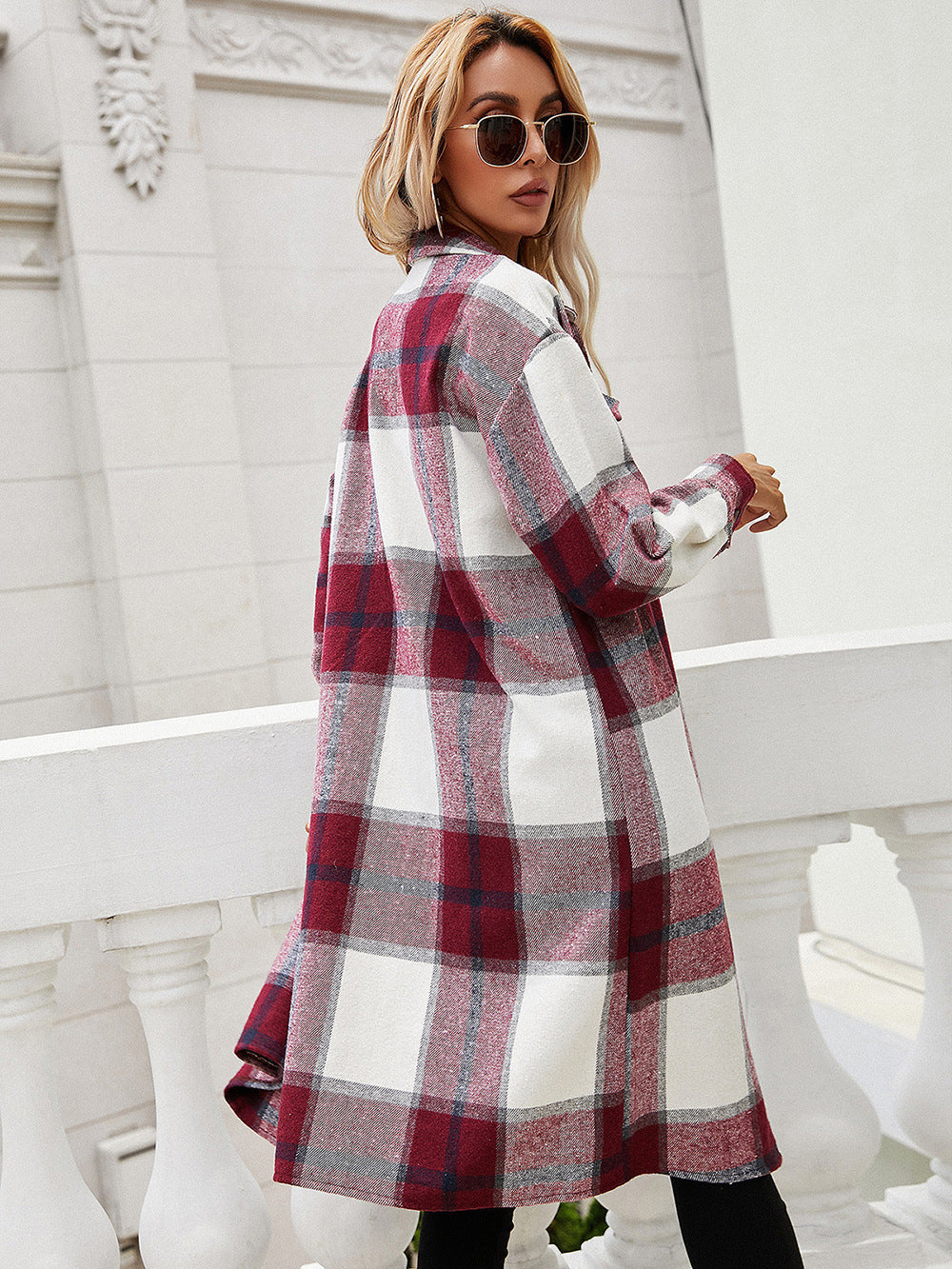 Ivy Lane Plaid Longline Shirt Jacket Secondary image