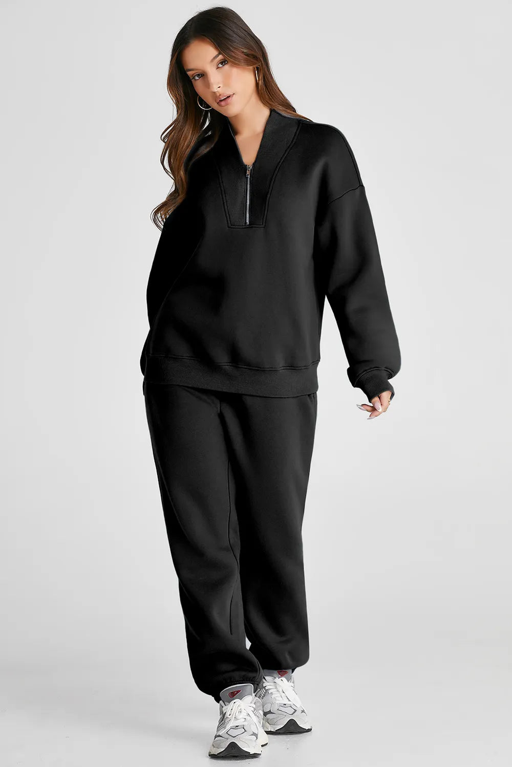 Quarter Zip Long Sleeve Top and Pants Set Secondary image