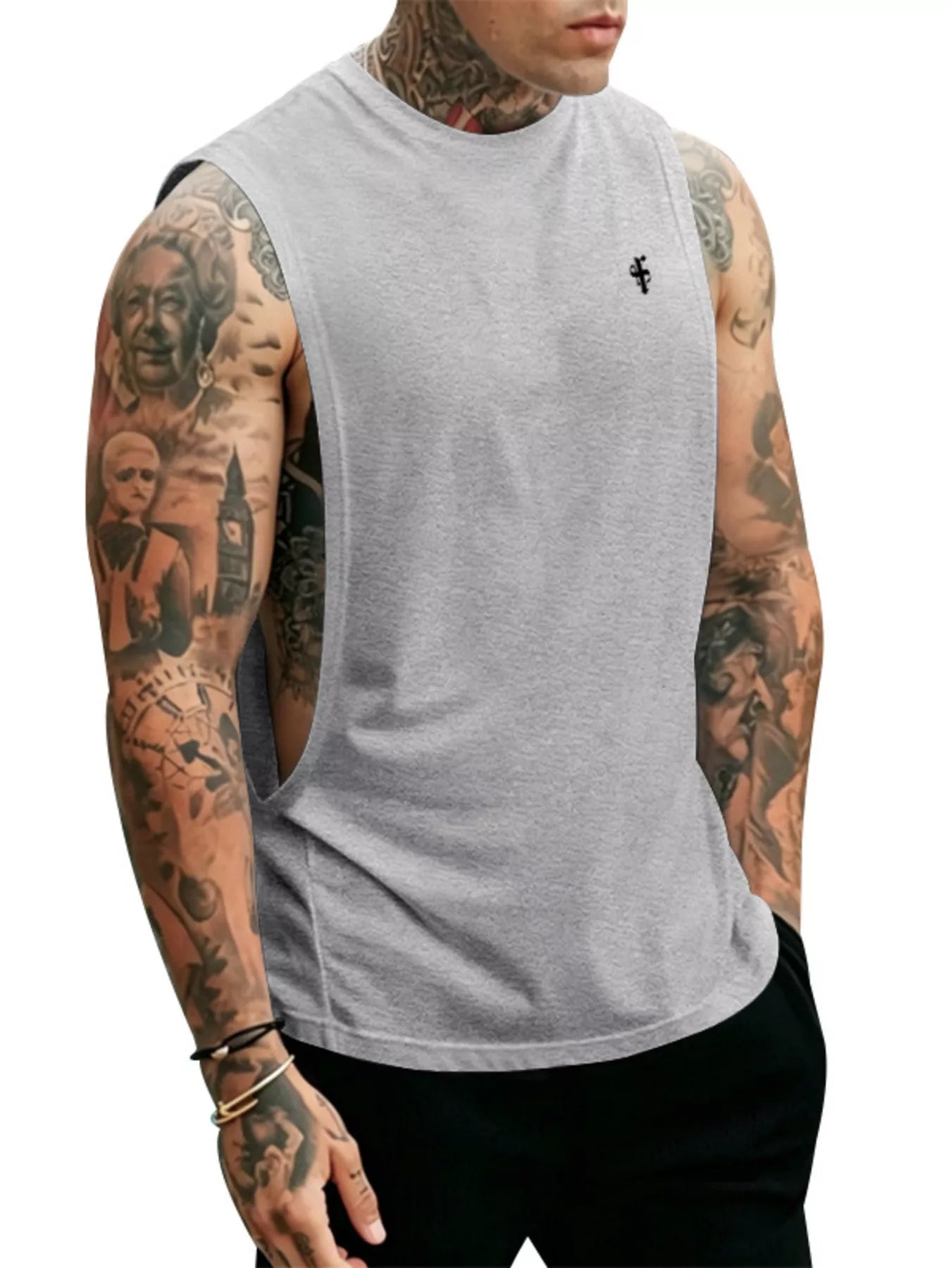 Men's Full Size Round Neck Tank Top Plus Size Secondary image
