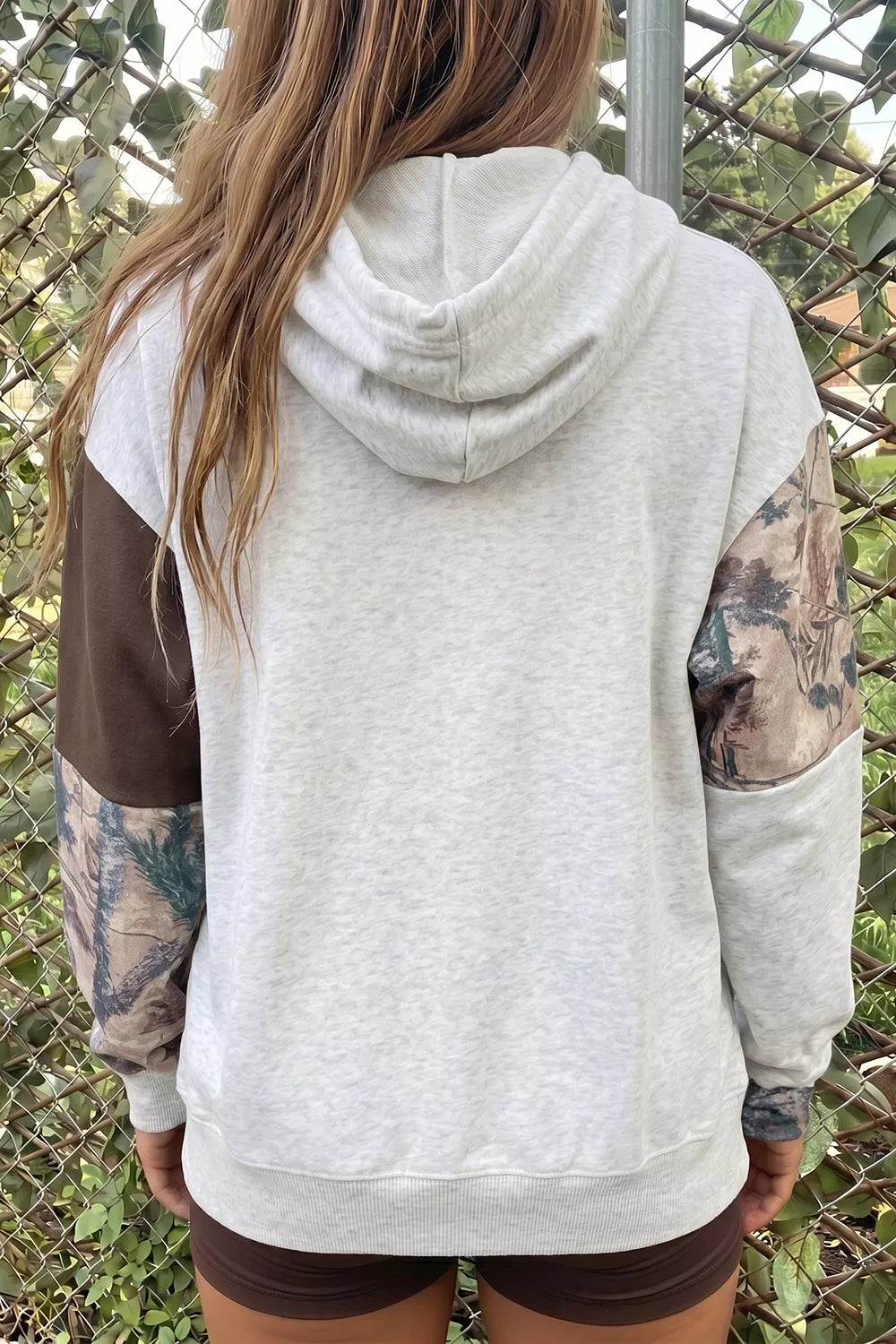 Multicolour Camo Print Drawstring Long Sleeve Western Style Hoodie Secondary image