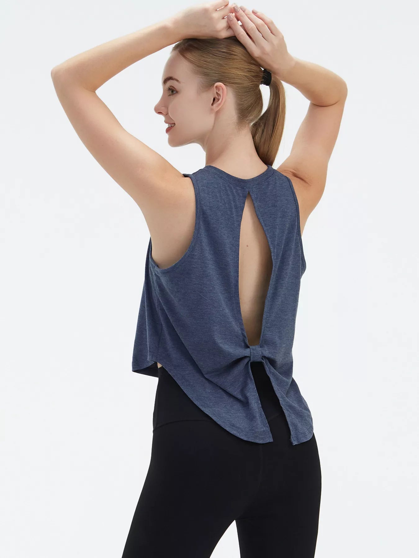 Cutout Back Round Neck Active Tank Secondary image