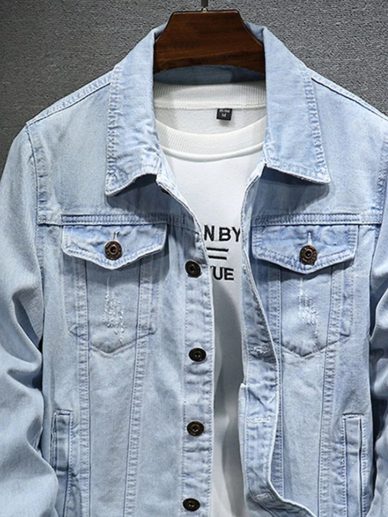 Men's Plus Size Button Up Long Sleeve Denim Jacket Secondary image