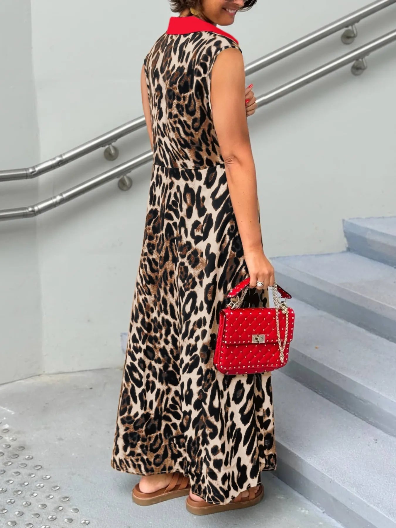 Plus Size Leopard Print Sleeveless Maxi Dress Secondary image