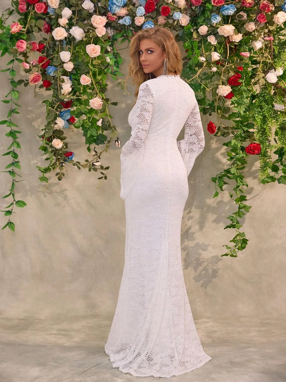 Lace Surplice Flare Sleeve Maxi Dress Secondary image