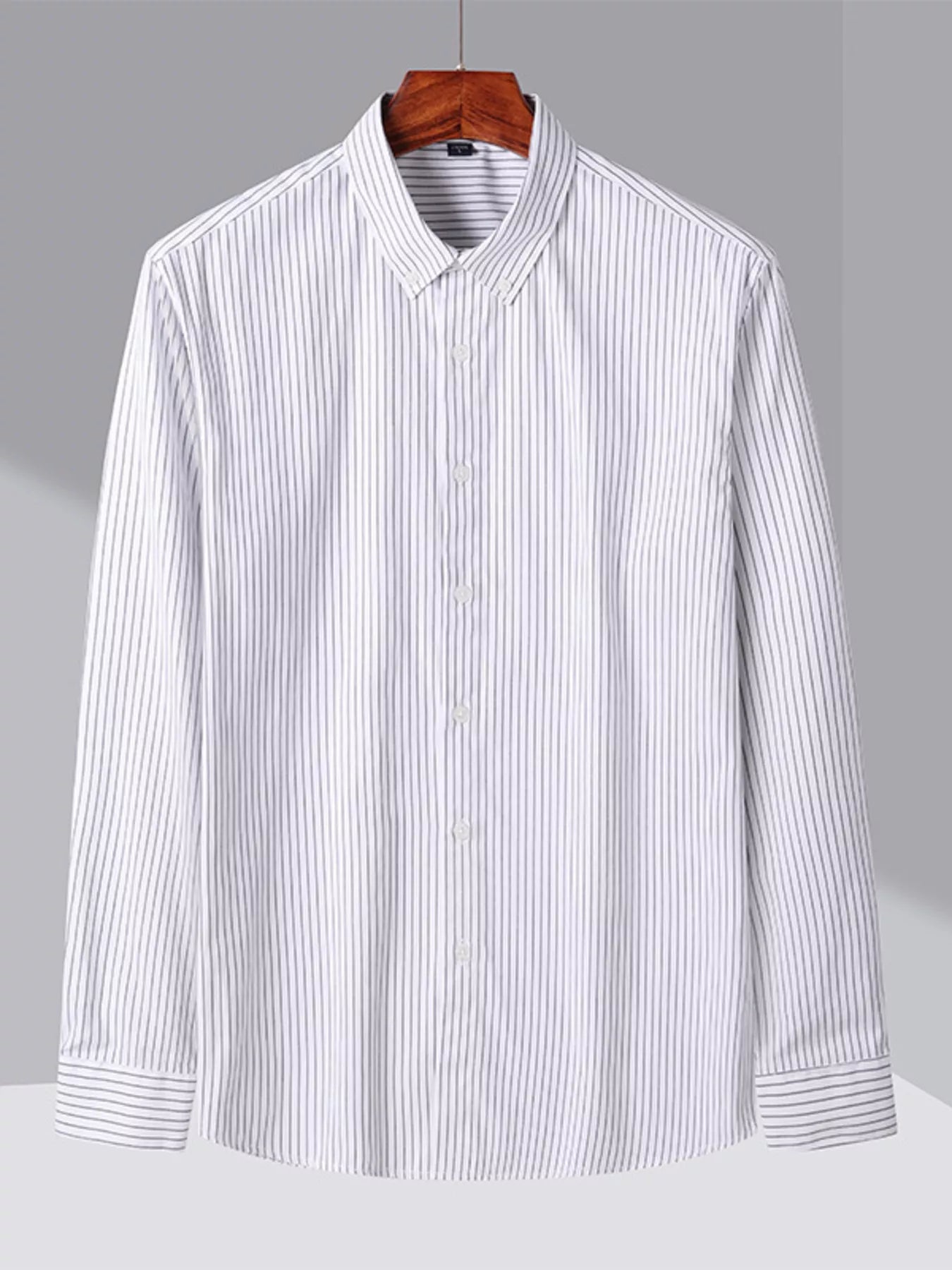 Men's Full Size Casual Striped Button-Down Shirt Plus Size Secondary image