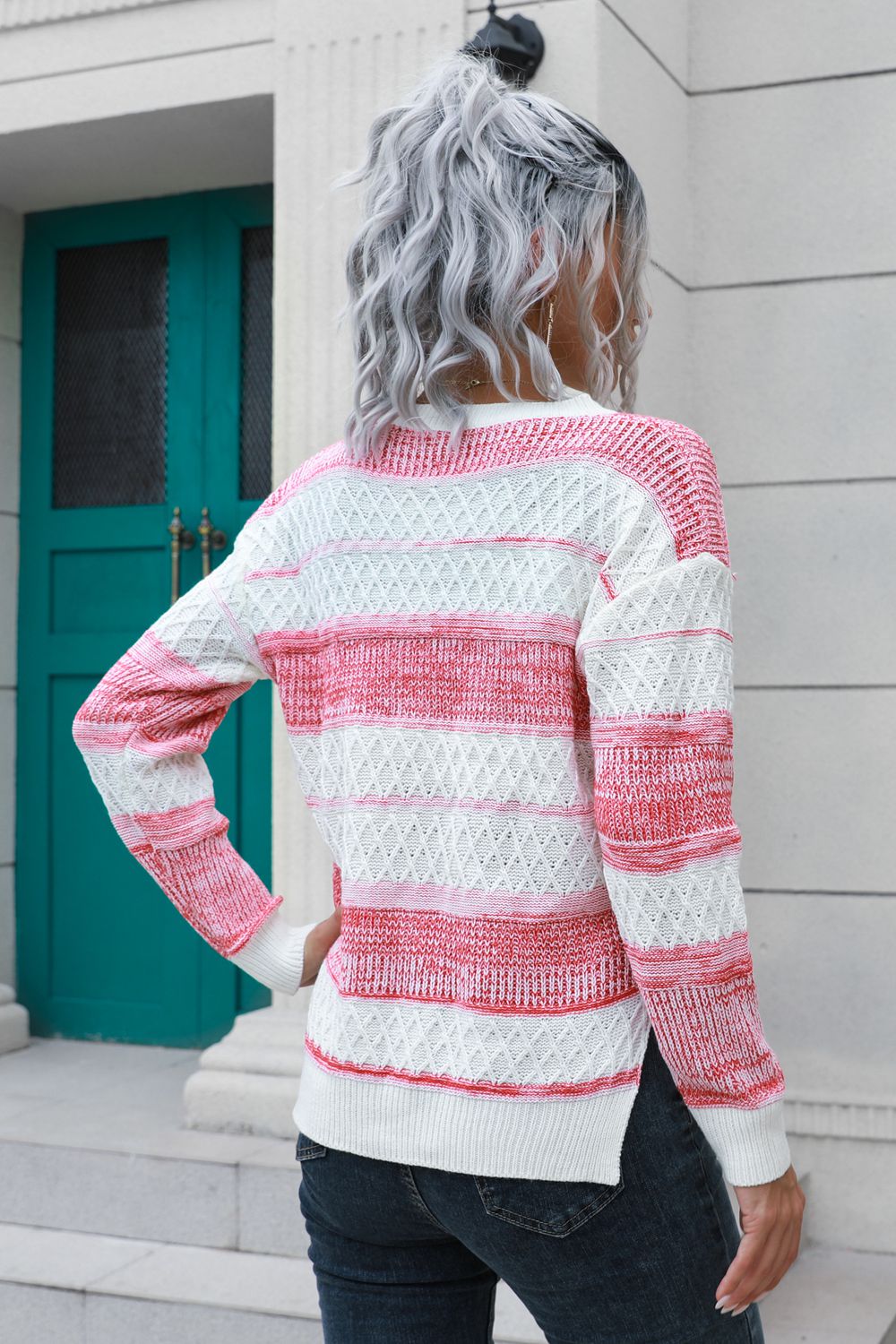 Two-Tone Slit Sweater Secondary image