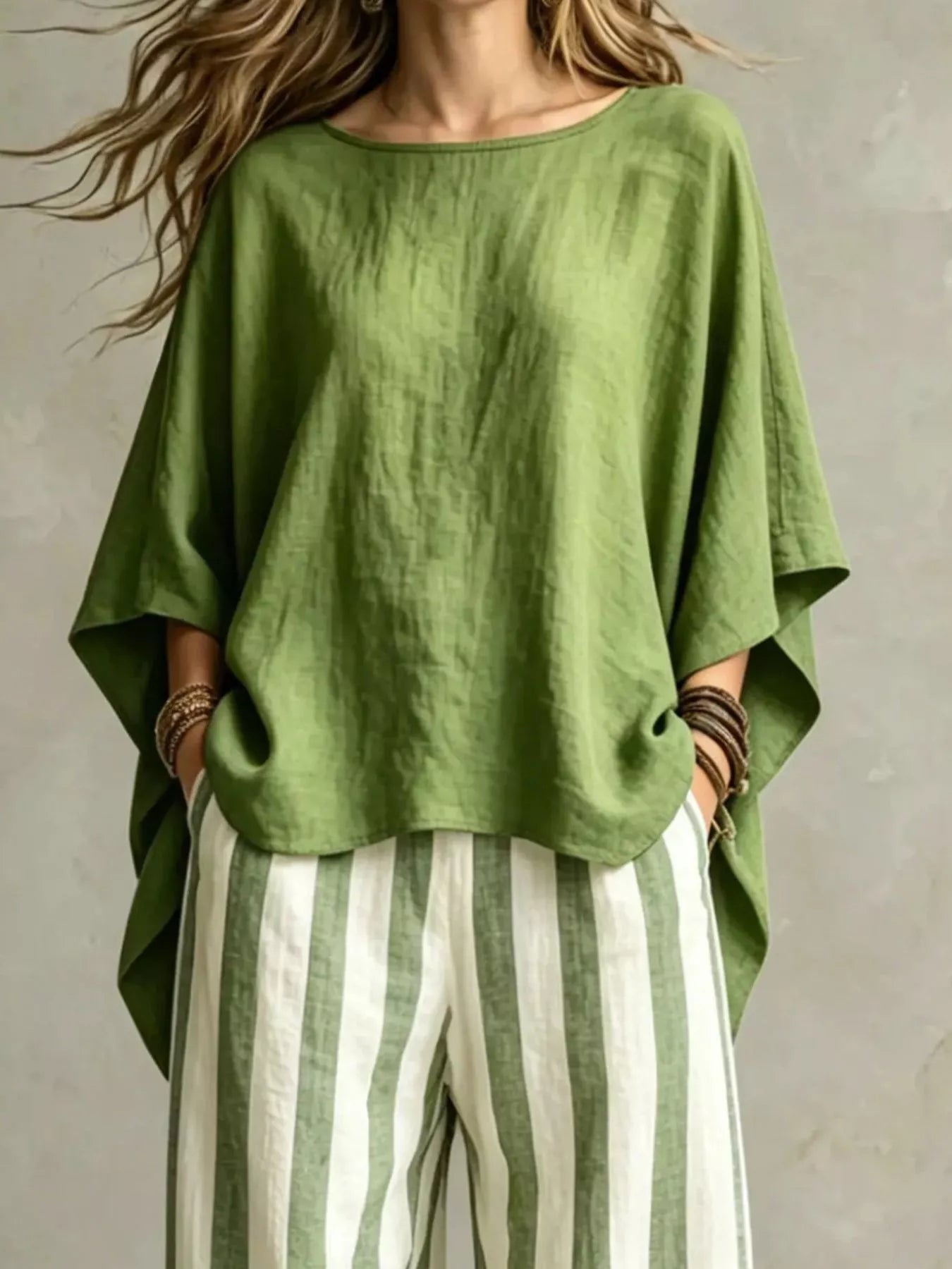 Full Size Solid Color Top and Pants Set Plus Size Secondary image