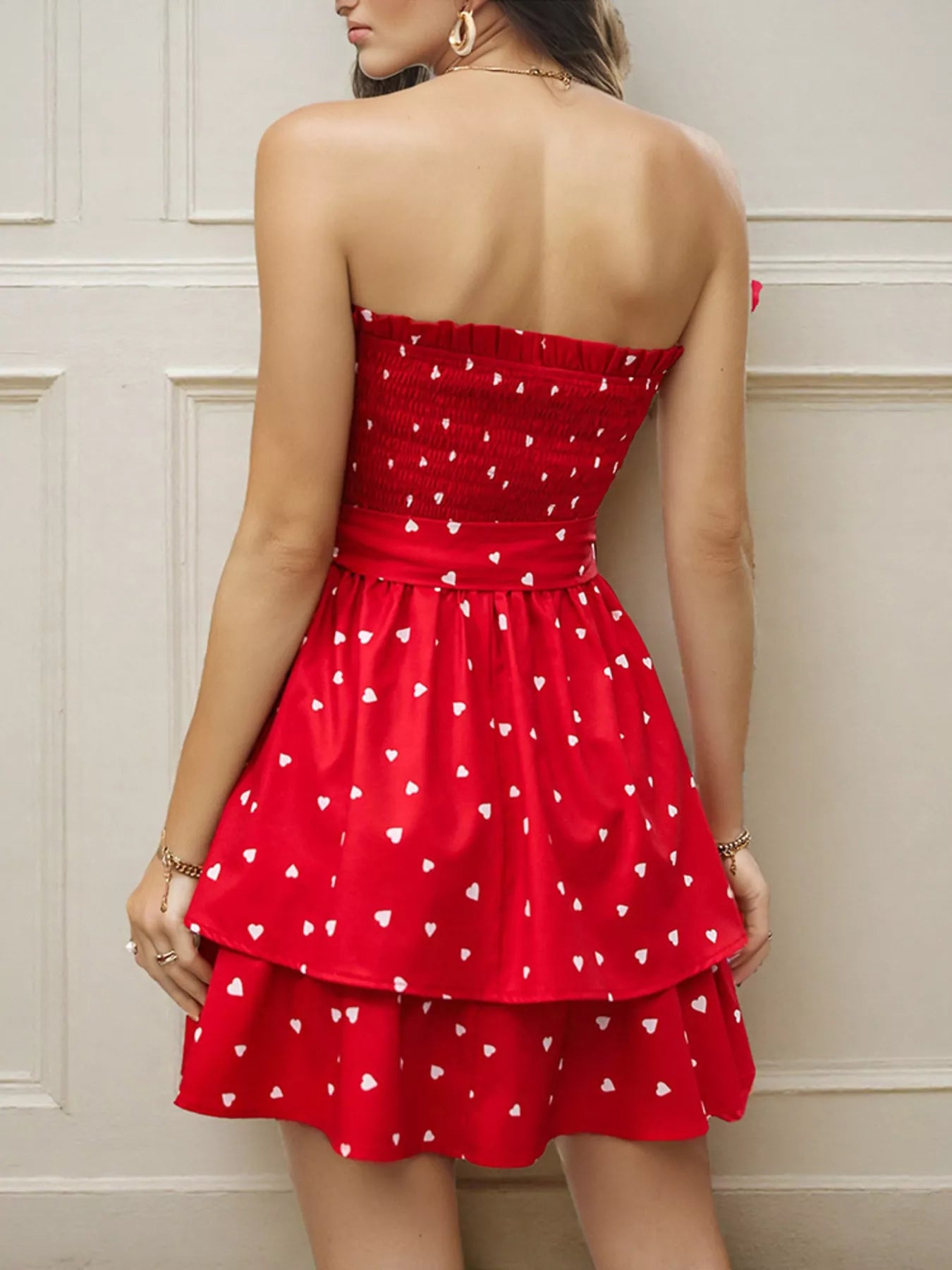 Smocked Layered Tube Mini Dress Secondary image