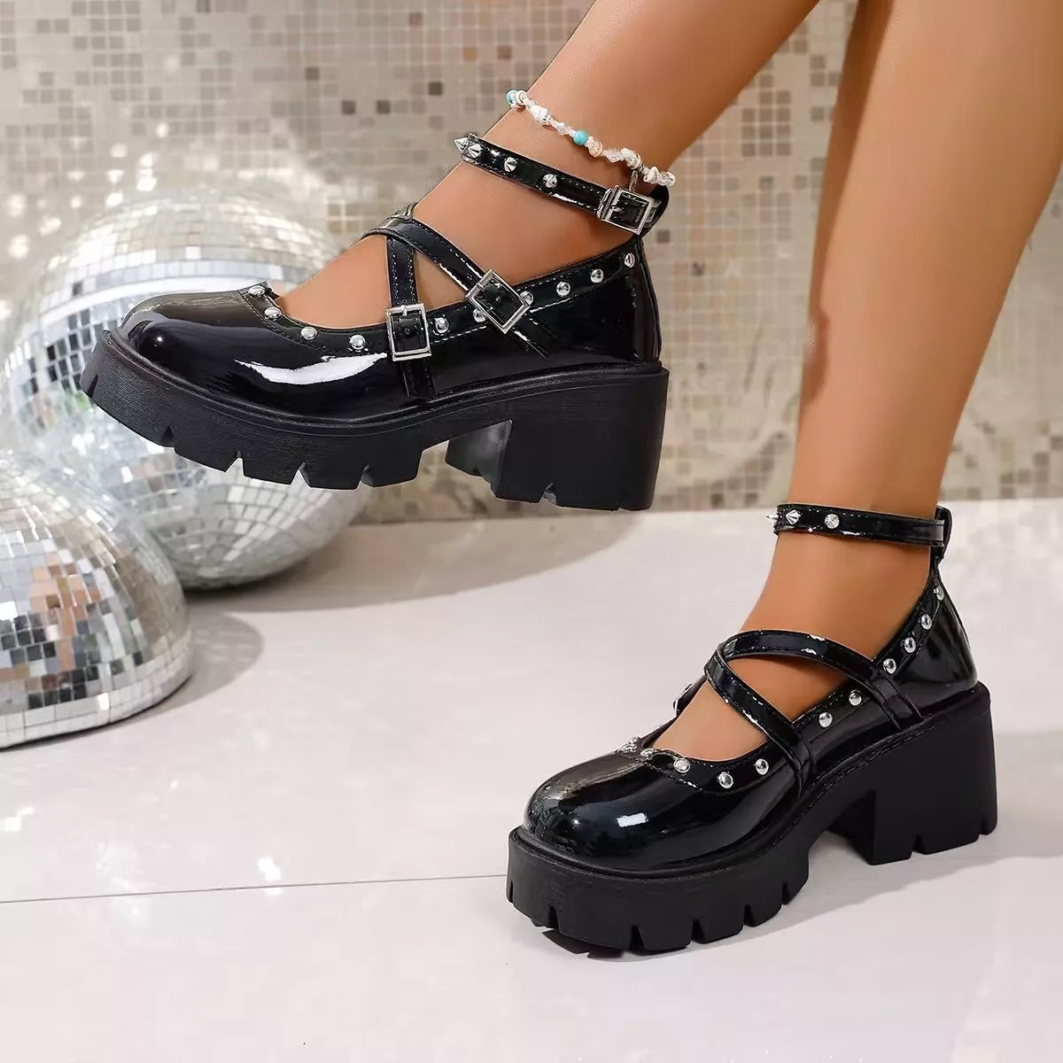 Platform Mary Jane Chunky Heel Sneakers Secondary image