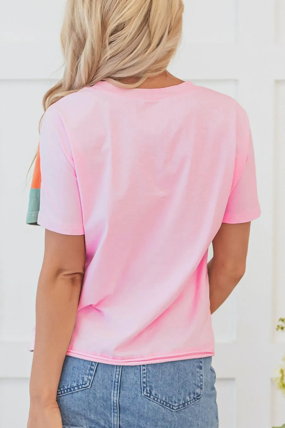 Color Block Round Neck Short Sleeve T Shirt Secondary image