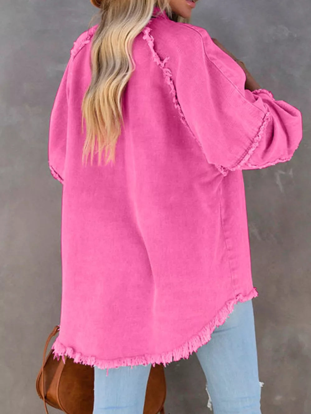 Button Down Raw Hem Denim Jacket Secondary image