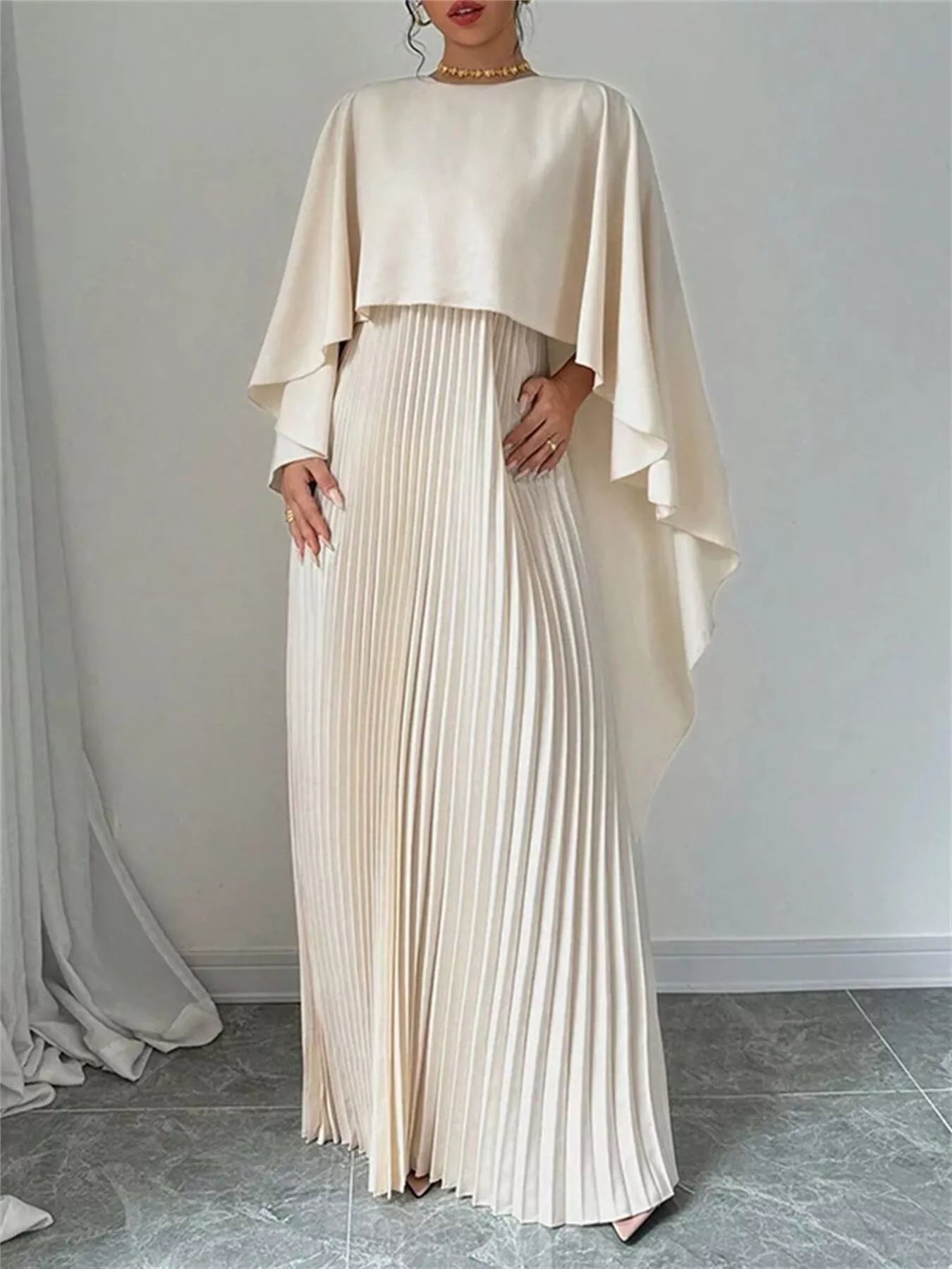 Cape Pleated Maxi Dress Secondary image
