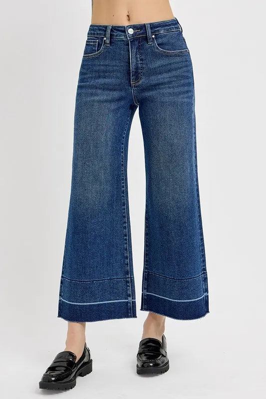 RISEN Full Size Tummy Control High Rise Crop Wide Hem Jeans Plus Size Secondary image