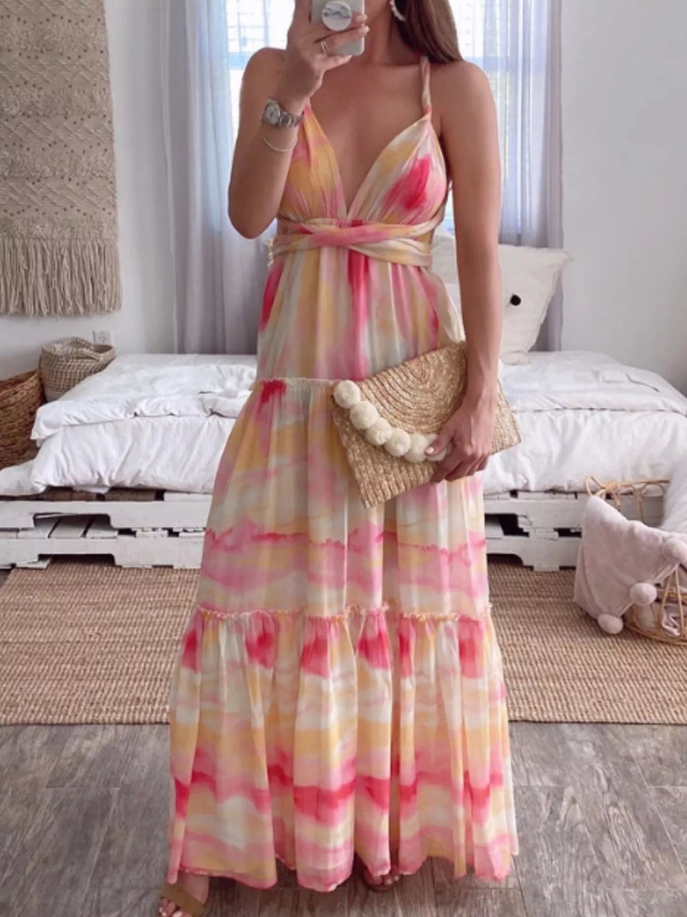 Tie-Dye Tiered Maxi Dress Secondary image