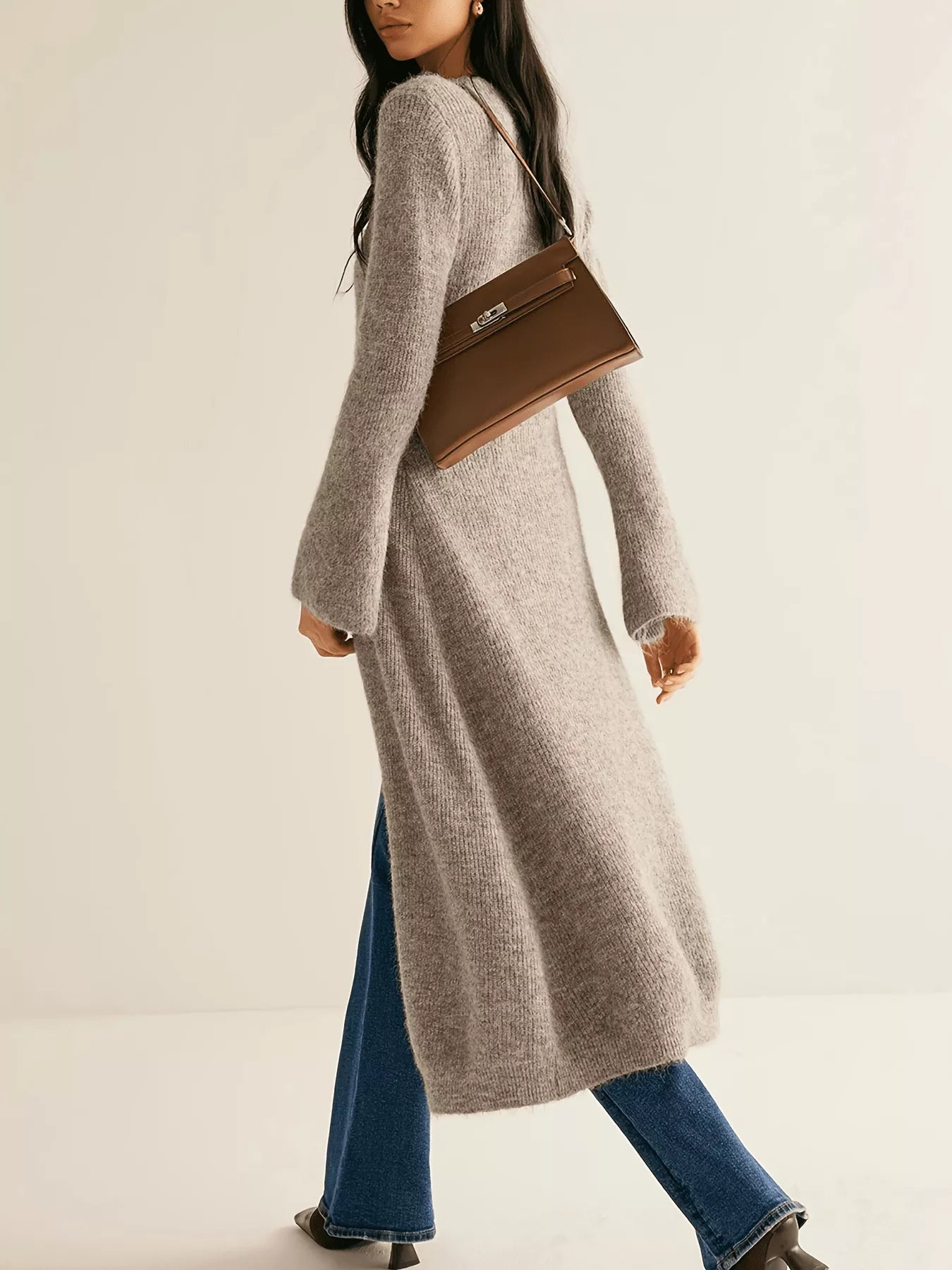 Longline Button-Down Bell Sleeve Cardigan Secondary image