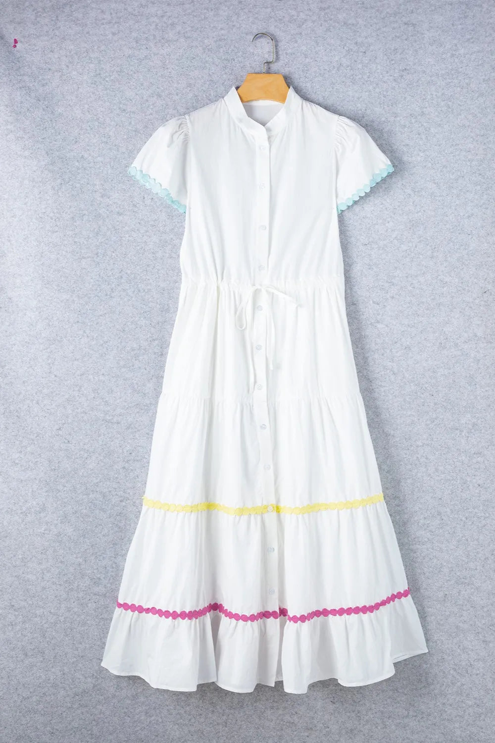 Contrast Trim Button Up Short Sleeve Dress Secondary image