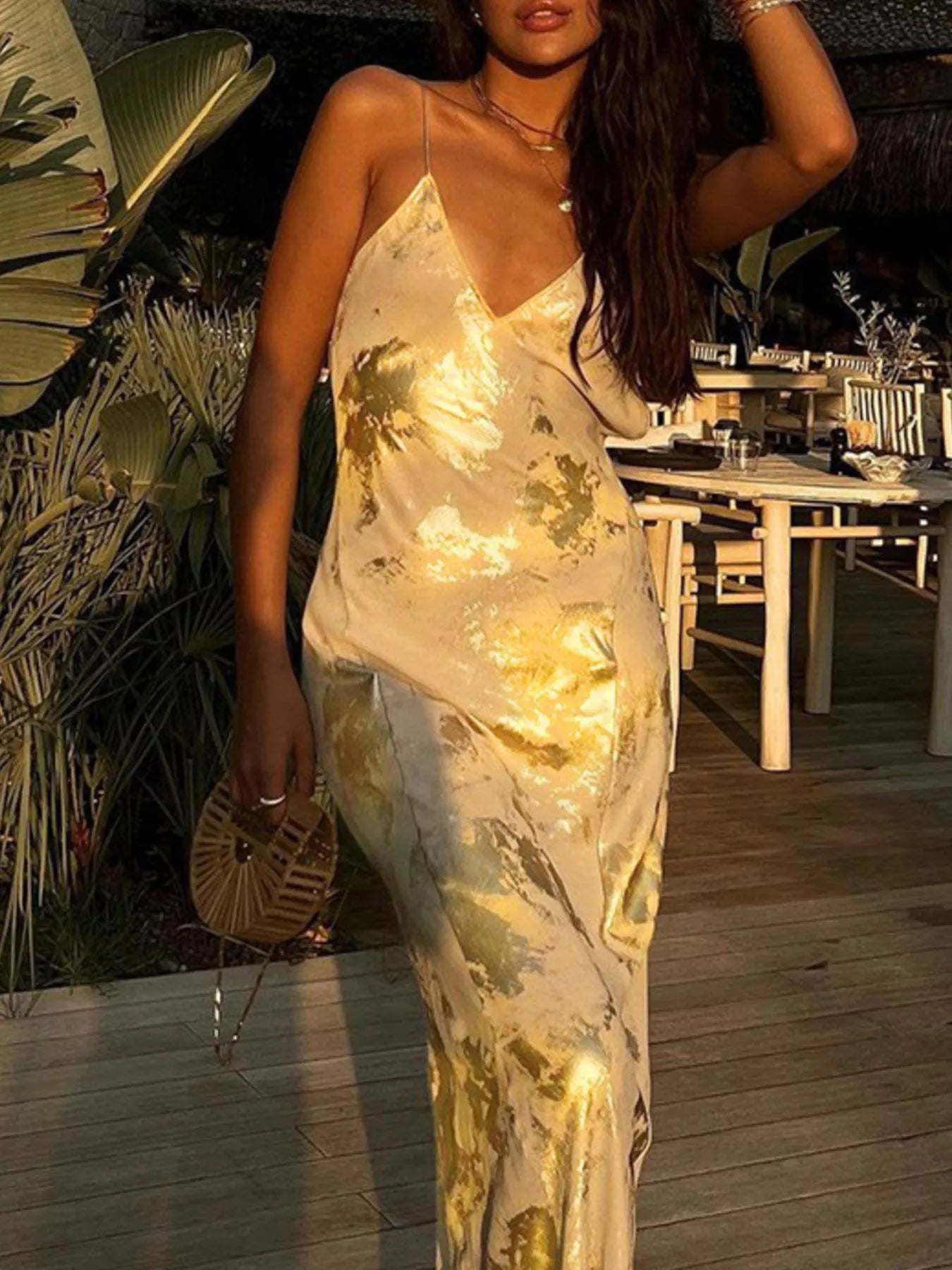 Backless V-Neck Maxi Dress Secondary image