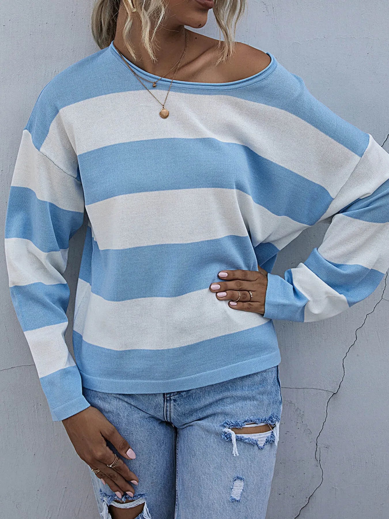 Striped Casual Long Sleeve Knit Top Secondary image