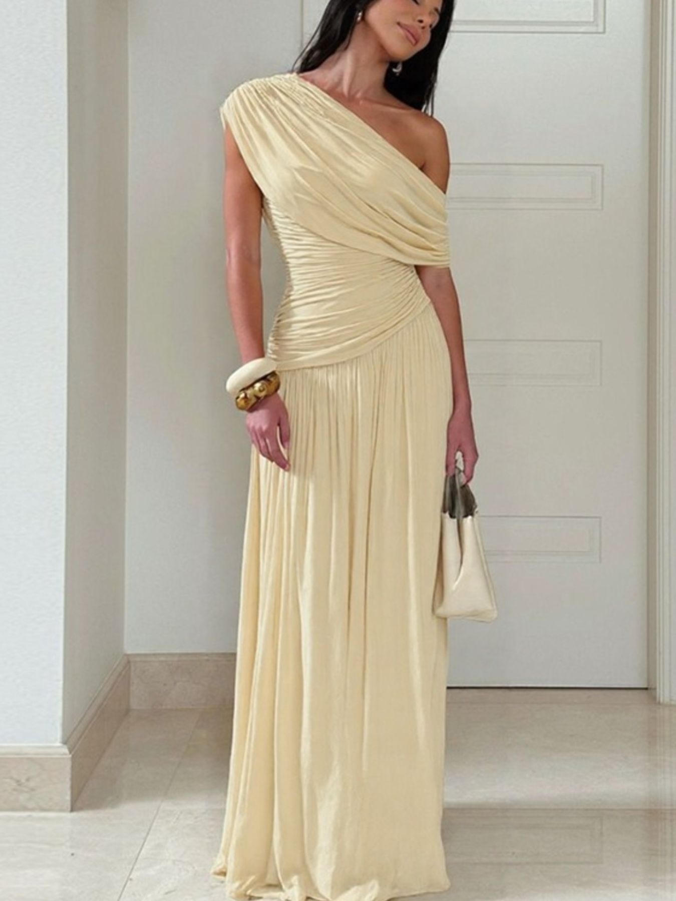 One-Shoulder Ruched Maxi Dress Secondary image