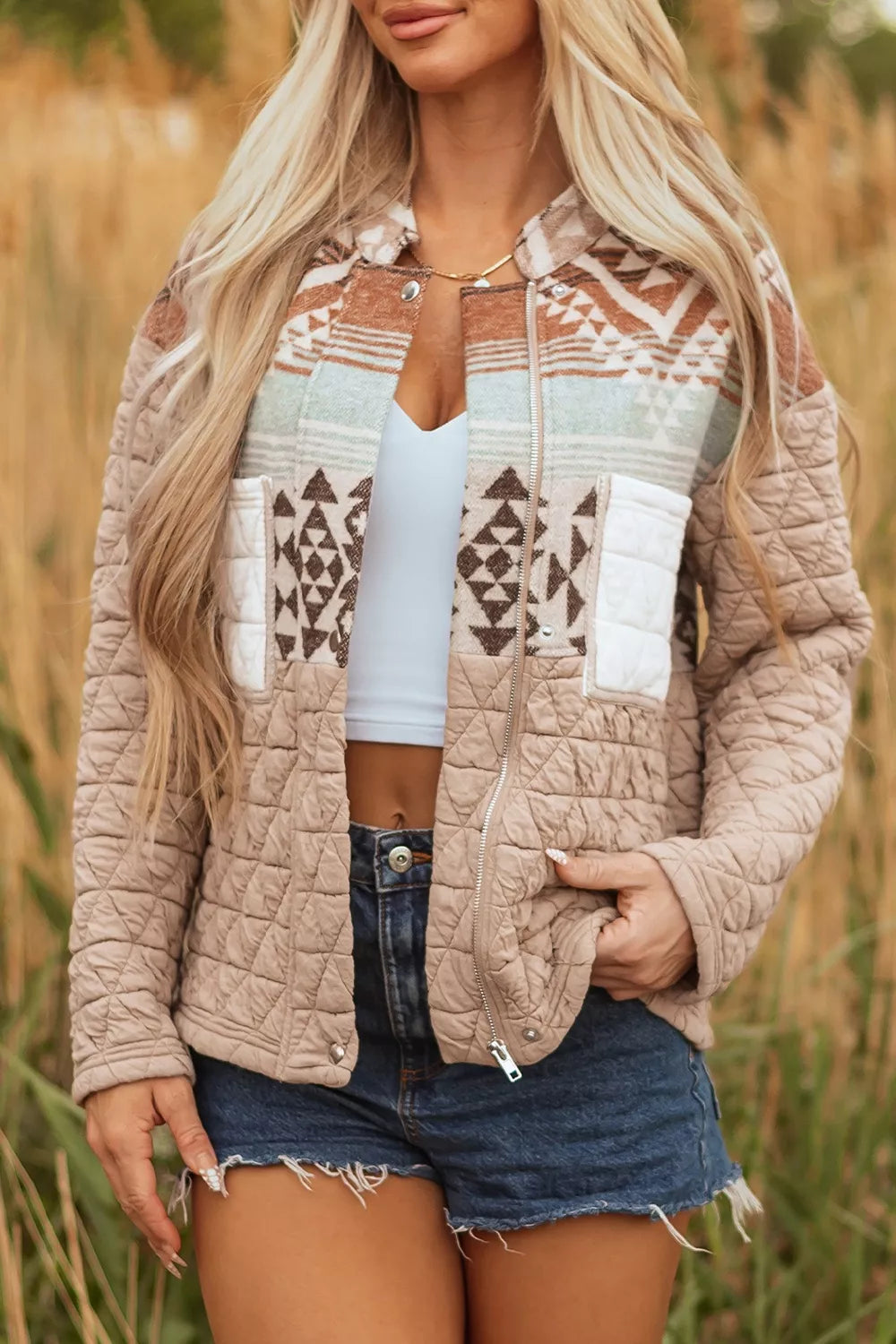 Aztec Quilted Patchwork Western Jacket Secondary image