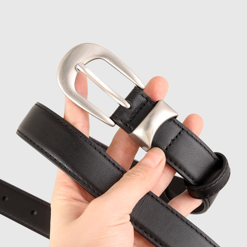 Classic Leather Belt with Silver Buckle Secondary image