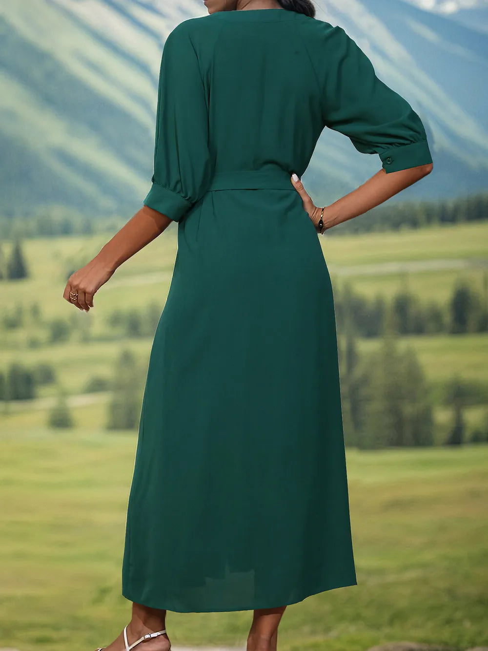 Perfee Button Up Half Sleeve Dress Secondary image